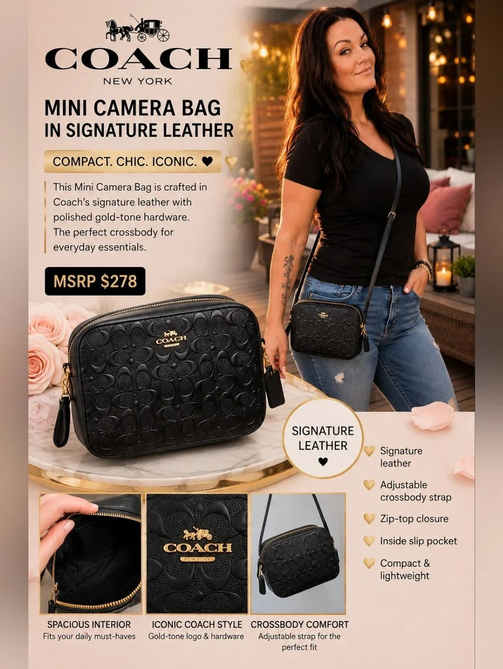 Coach Mini Camera Bag In Signature Leather - MSRP $278